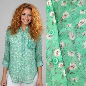 Sheer green floral blouse - Penelope brand